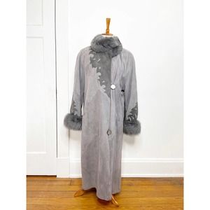 Fritala Finland Soft Suede Fur Long Trench Coat